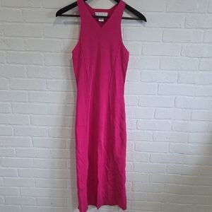 Caroline Constas Vibrant Pink Midi Dress